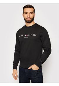 TOMMY HILFIGER - Tommy Hilfiger Bluza Logo MW0MW11596 Czarny Regular Fit. Kolor: czarny. Materiał: bawełna, syntetyk