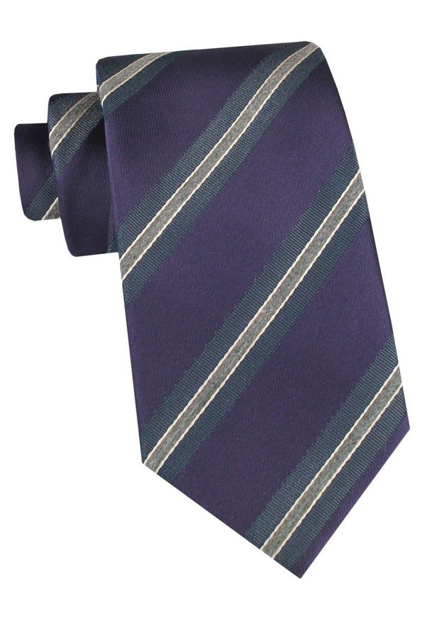 Klasyczny Krawat Klubowy - Alties - Fiolet w Prążek. Materiał: tkanina. Wzór: prążki. Styl: klasyczny