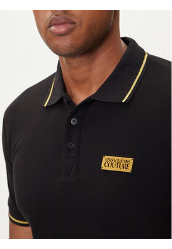 Versace Jeans Couture Polo 79GAGT08 CJ01T Czarny Regular Fit. Typ kołnierza: polo. Kolor: czarny. Materiał: bawełna
