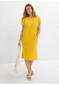 bonprix - Sukienka z dżerseju z kieszeniami. Kolor: żółty. Materiał: jersey #2