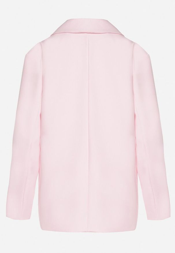 Born2be - Różowa Dwurzędowa Marynarka o Pudełkowym Kroju Oversize Kosalia. Okazja: na spotkanie biznesowe, na co dzień. Kolor: różowy. Materiał: jeans. Styl: elegancki, casual, klasyczny, biznesowy