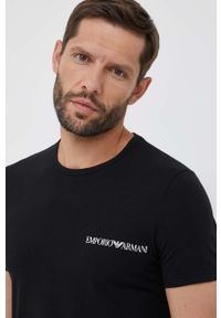 Emporio Armani Underwear t-shirt lounge 2-pack kolor czarny z nadrukiem. Kolor: czarny. Długość rękawa: krótki rękaw. Długość: krótkie. Wzór: nadruk. Styl: klasyczny #4