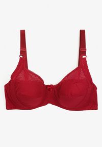 Renee - Bordowy Biustonosz z Regulowanymi Ramiączkami Zapinany na Haftki Izeviana. Kolekcja: plus size. Kolor: czerwony