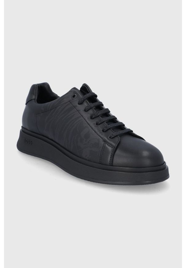 BOSS - Boss Buty skórzane kolor czarny. Zapięcie: sznurówki. Kolor: czarny. Materiał: skóra