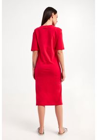 Armani Exchange - Sukienka ARMANI EXCHANGE. Materiał: tkanina, bawełna. Długość rękawa: krótki rękaw. Wzór: aplikacja