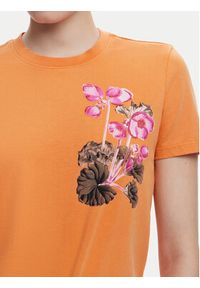 Desigual T-Shirt Botanical 25SWTK48 Pomarańczowy Slim Fit. Kolor: pomarańczowy. Materiał: bawełna
