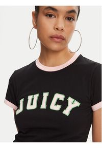 Juicy Couture T-Shirt Collegiate Ringer JCWCT125320 Czarny Slim Fit. Kolor: czarny. Materiał: bawełna #4
