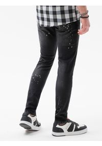 Ombre Clothing - Spodnie męskie jeansowe z dziurami SLIM FIT P1065 - czarne - XXL. Kolor: czarny. Materiał: jeans #3