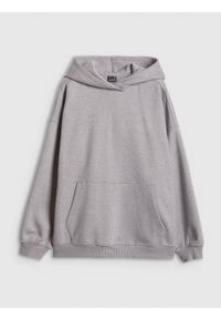 4f - 4F Bluza dresowa loose z kapturem damska - szara L. Typ kołnierza: kaptur. Kolor: szary. Materiał: dresówka #1