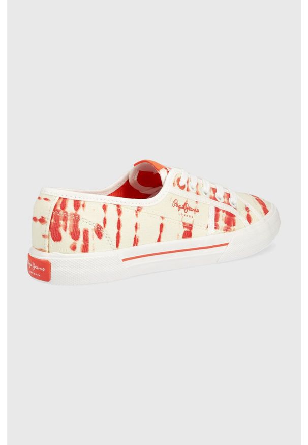 Pepe Jeans tenisówki brady w tie dye damskie kolor pomarańczowy. Nosek buta: okrągły. Zapięcie: sznurówki. Kolor: pomarańczowy. Materiał: guma