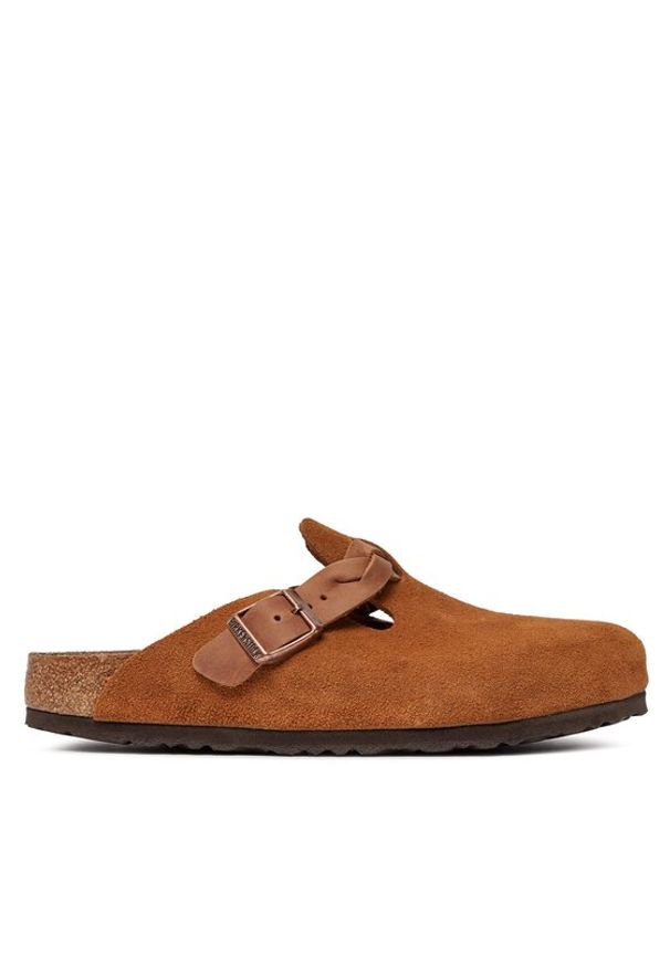 Birkenstock Klapki Boston 1026713 Brązowy. Kolor: brązowy. Materiał: skóra