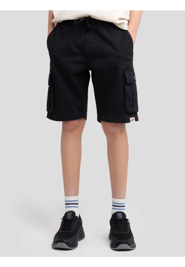 Big-Star - Szorty chłopięce dresowe z kieszeniami cargo czarne Sheldon 906. Okazja: na co dzień. Kolor: czarny. Materiał: dresówka. Sezon: lato. Styl: casual, elegancki, młodzieżowy