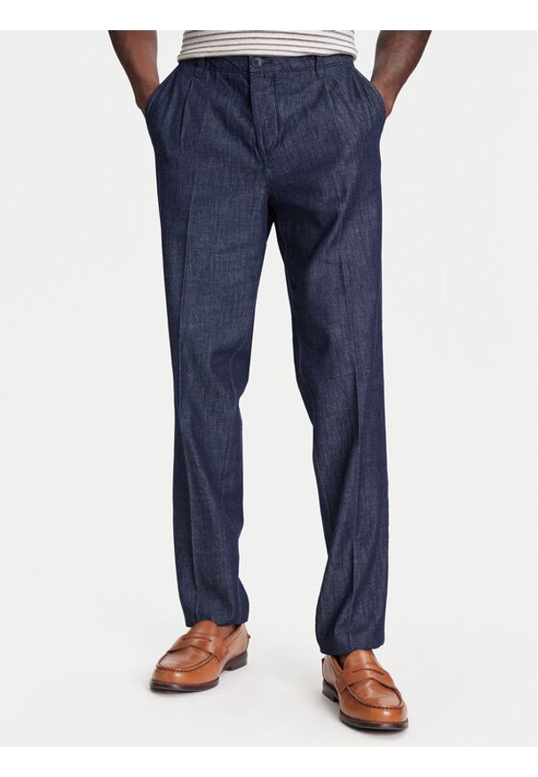 United Colors of Benetton - United Colors Of Benetton Spodnie materiałowe 40QFUF05J Granatowy Slim Fit. Kolor: niebieski. Materiał: bawełna