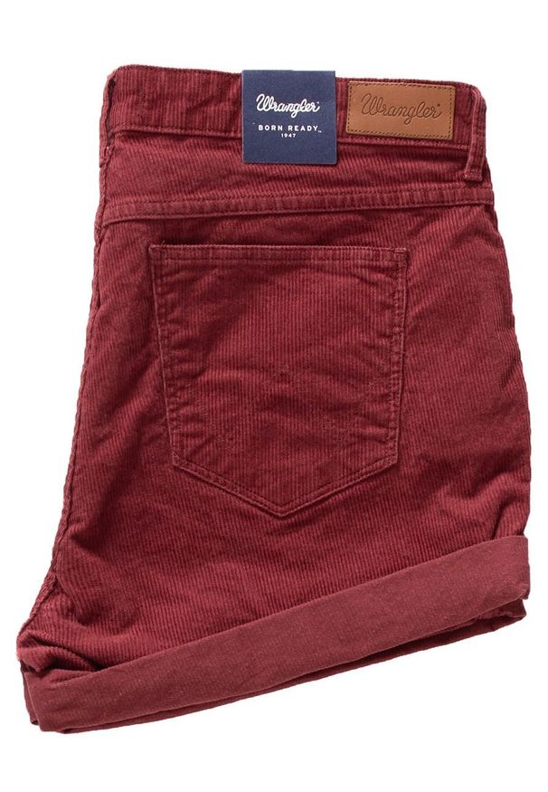 Wrangler - DAMSKIE SPODENKI WRANGLER BOYFRIEND SHORT WINE RED W29KEK47H. Materiał: sztruks