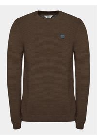 !SOLID - Solid Sweter 21106094 Brązowy Regular Fit. Kolor: brązowy. Materiał: bawełna #1