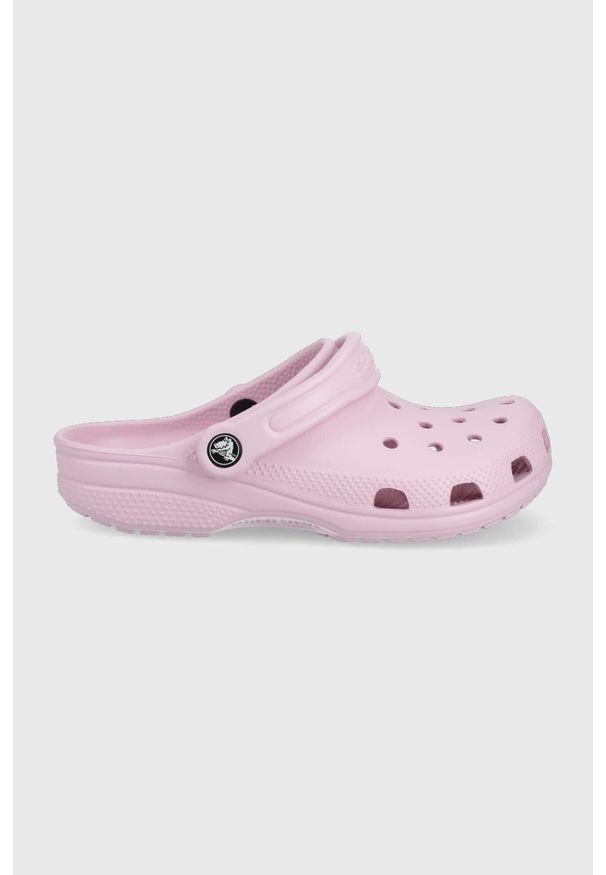 Crocs klapki dziecięce kolor różowy. Nosek buta: okrągły. Kolor: różowy. Materiał: materiał, guma. Wzór: gładki