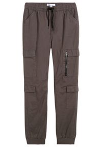bonprix - Spodnie bojówki chłopięce, z gumką w talii, regular fit, z czystej bawełny. Kolor: szary. Materiał: bawełna #1