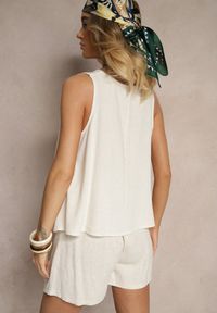 Renee - Jasnobeżowy Top z Bawełną i Lnem o Rozkloszowanym Kroju Soneilla. Kolor: beżowy. Materiał: bawełna, len. Sezon: lato. Styl: elegancki #4
