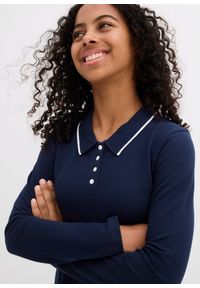 bonprix - Rozkloszowana sukienka T-shirtowa z czystej bawełny organicznej. Kolor: niebieski. Materiał: bawełna. Długość rękawa: długi rękaw #3
