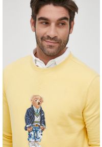 Polo Ralph Lauren bluza męska kolor żółty z nadrukiem. Okazja: na co dzień. Typ kołnierza: polo. Kolor: żółty. Materiał: dzianina. Wzór: nadruk. Styl: casual