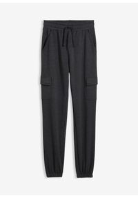 bonprix - Spodnie dresowe z kieszeniami cargo. Kolor: szary. Materiał: dresówka #1