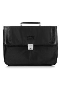 Wittchen - Męska torba na laptopa ze wstawkami z ekoskóry. Kolor: czarny. Materiał: poliester. Styl: biznesowy