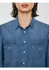 Big-Star - Koszula damska jeansowa z bufkami niebieska Indiana 164. Kolor: niebieski. Materiał: jeans. Styl: retro #5