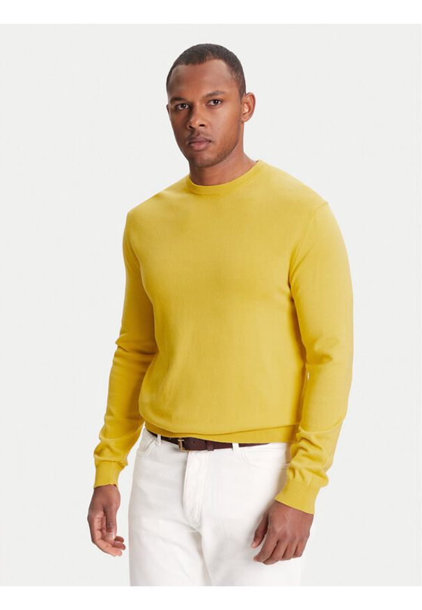 United Colors of Benetton - United Colors Of Benetton Sweter 1098U1I76 Żółty Regular Fit. Kolor: żółty. Materiał: bawełna