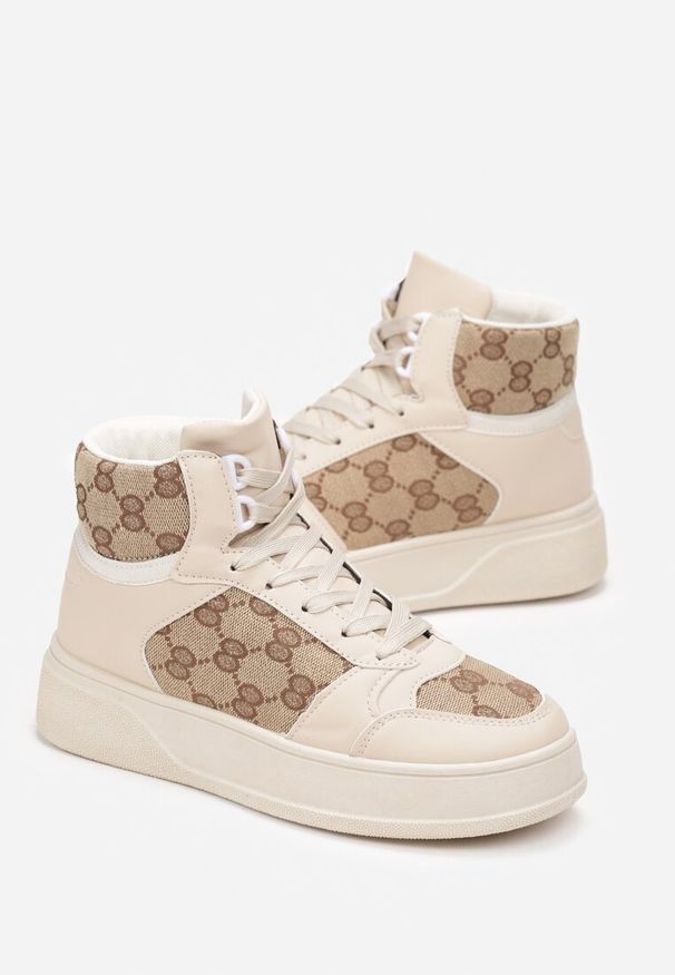 Born2be - Beżowe Sneakersy za Kostkę na Grubej Podeszwie Naindra. Wysokość cholewki: za kostkę. Kolor: beżowy