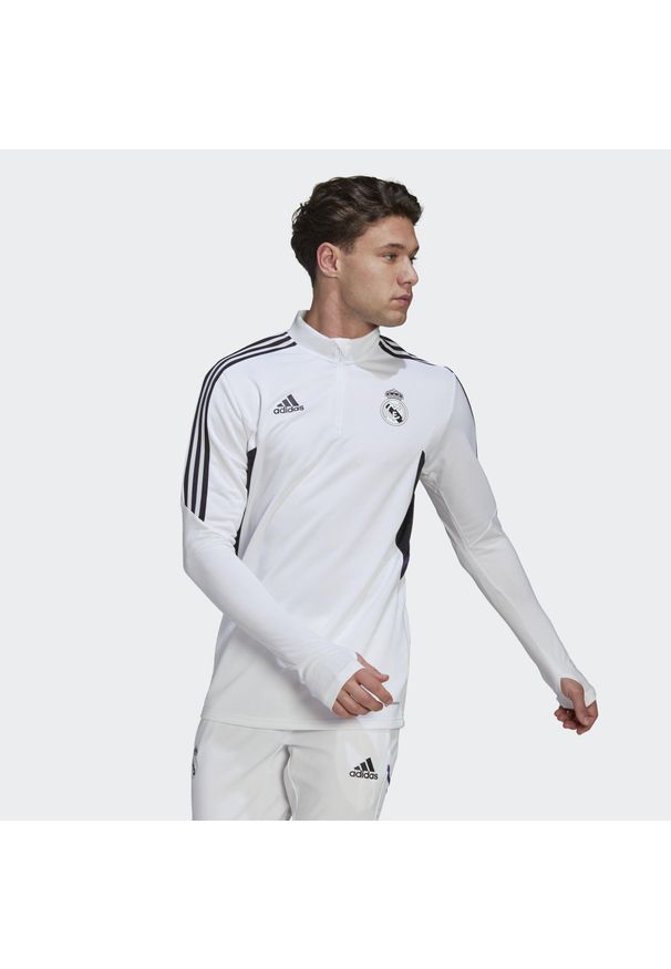 Bluza do piłki nożnej męska Adidas Real Madrid Condivo 22 Training Top. Kolor: biały. Materiał: materiał