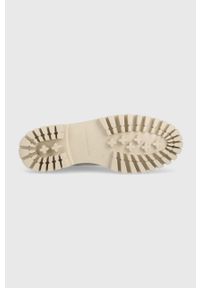 TOMMY HILFIGER - Tommy Hilfiger sztyblety Zip Boot damskie kolor beżowy na płaskim obcasie. Nosek buta: okrągły. Kolor: beżowy. Materiał: bawełna, skóra. Obcas: na obcasie. Wysokość obcasa: niski #4
