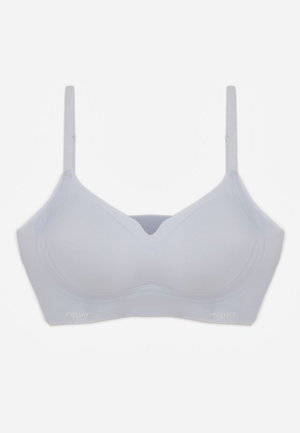 Born2be - Niebieski Bezszwowy Biustonosz Bez Fiszbin z Elastycznego Materiału Edalith. Kolor: niebieski. Materiał: materiał. Wzór: gładki