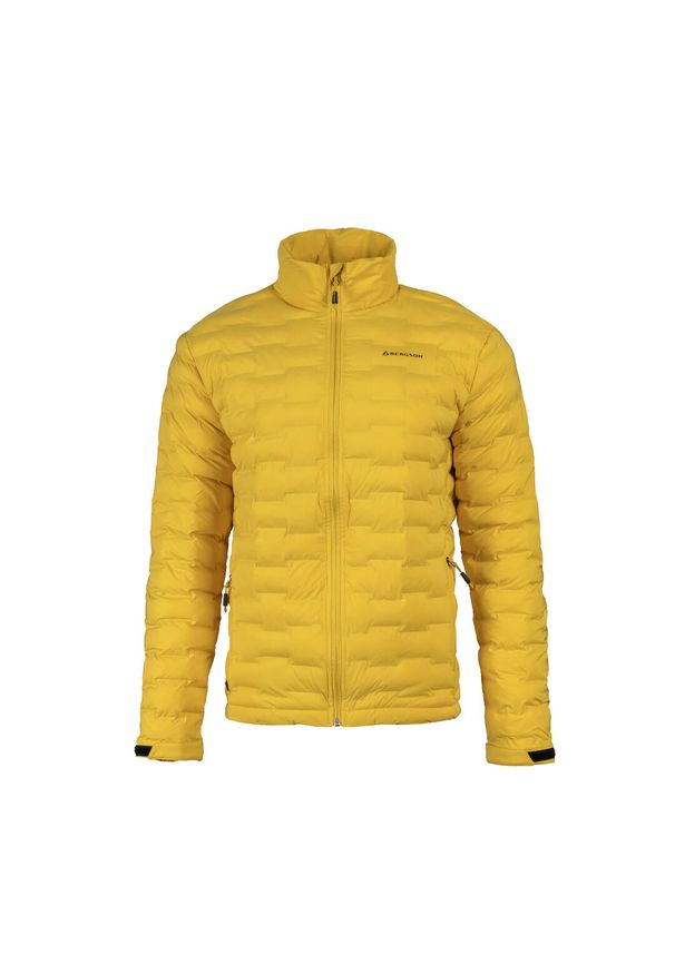 Bergson - Kurtka Primaloft męska Solace1. Kolor: wielokolorowy, żółty, brązowy. Materiał: puch. Technologia: Primaloft. Sezon: zima, jesień. Sport: turystyka piesza