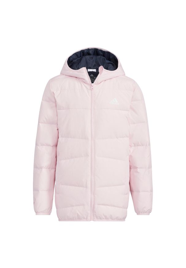 Adidas - Kurtka dziecięca adidas 110 Frosty Winter. Kolor: różowy. Materiał: puch. Styl: sportowy