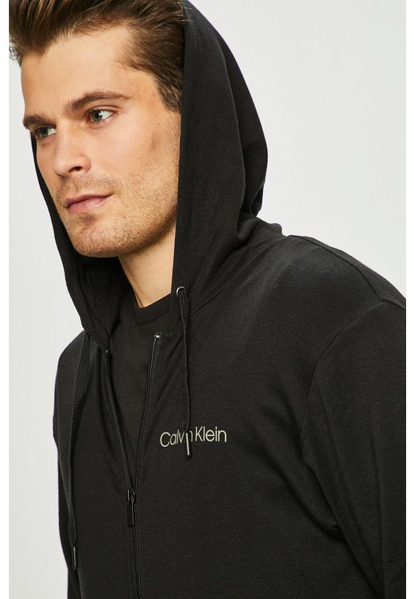 Calvin Klein Underwear - Bluza. Okazja: na co dzień. Typ kołnierza: kaptur. Kolor: czarny. Materiał: dzianina. Styl: casual