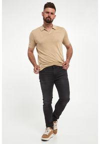 Karl Lagerfeld - Polo męskie lniane KARL LAGERFELD. Typ kołnierza: polo. Materiał: len