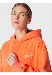 Tommy Jeans Polar Signature DW0DW14358 Pomarańczowy Oversize. Kolor: pomarańczowy. Materiał: syntetyk #4
