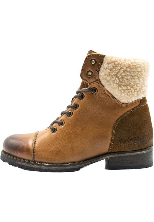 Buty damskie Pepe Jeans Melting Warm. Kolor: brązowy. Materiał: materiał, skóra. Sport: turystyka piesza