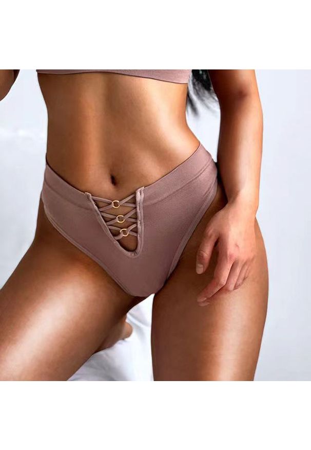 Intica - Tangi sportowe z wycięciem do ćwiczeń Denae. Kolor: zielony. Materiał: materiał