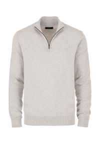 Ochnik - Beżowy bawełniany sweter męski. Kolor: beżowy. Materiał: bawełna. Długość rękawa: długi rękaw. Długość: długie #3