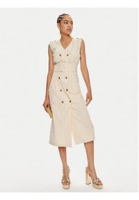 TwinSet - TWINSET Sukienka codzienna 241TT2050 Beżowy Regular Fit. Okazja: na co dzień. Kolor: beżowy. Materiał: bawełna. Typ sukienki: proste. Styl: casual #5