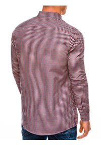 Ombre Clothing - Koszula męska z długim rękawem - czerwona K534 - L. Typ kołnierza: kołnierzyk klasyczny. Kolor: czerwony. Materiał: bawełna, poliester. Długość rękawa: długi rękaw. Długość: długie. Styl: klasyczny #3