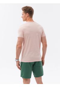 Ombre Clothing - T-shirt męski bawełniany z nadrukiem - różowa V2 S1738 - XXL. Kolor: różowy. Materiał: bawełna. Długość rękawa: krótki rękaw. Długość: krótkie. Wzór: nadruk. Styl: elegancki, klasyczny