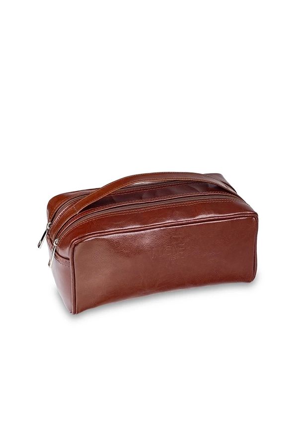 Kosmetyczka skórzana Pavone Nero Orta 2126 brązowa. Kolor: brązowy. Materiał: skóra