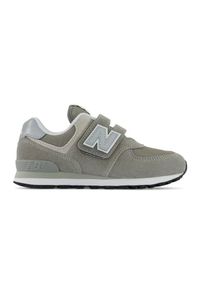 Buty New Balance Jr PV574EVG szare. Okazja: na co dzień. Zapięcie: rzepy. Kolor: szary. Materiał: syntetyk, skóra, guma, zamsz, materiał. Szerokość cholewki: normalna. Model: New Balance 574. Sport: turystyka piesza