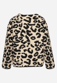 Born2be - Beżowa Panterkowa Futrzana Kurtka z Kieszeniami Sewilaine. Okazja: na co dzień. Kolor: beżowy. Materiał: futro. Styl: casual, elegancki #4