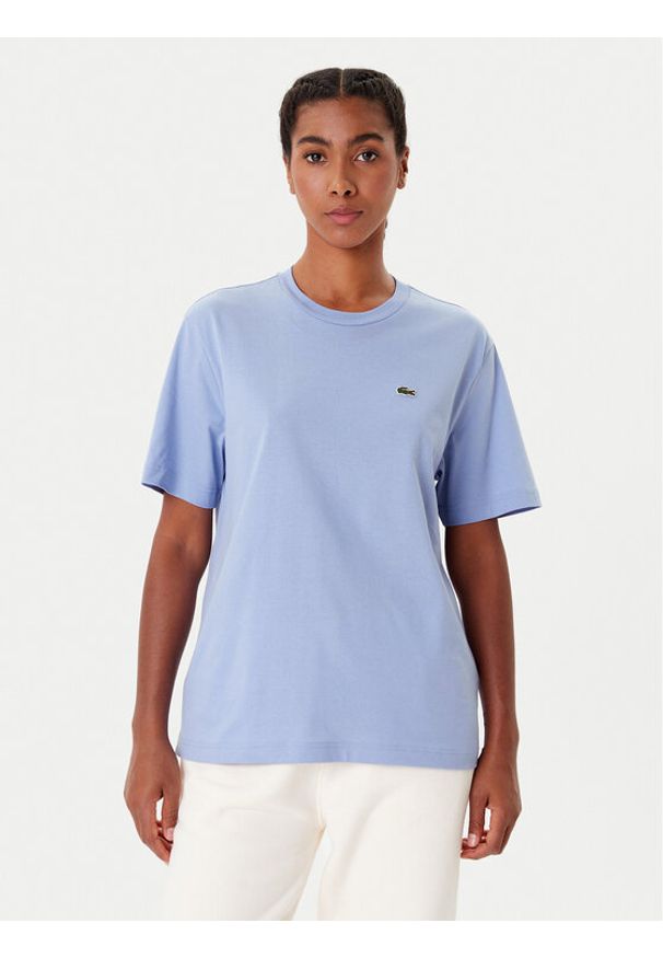 Lacoste T-Shirt TF7215 Błękitny Regular Fit. Kolor: niebieski. Materiał: bawełna