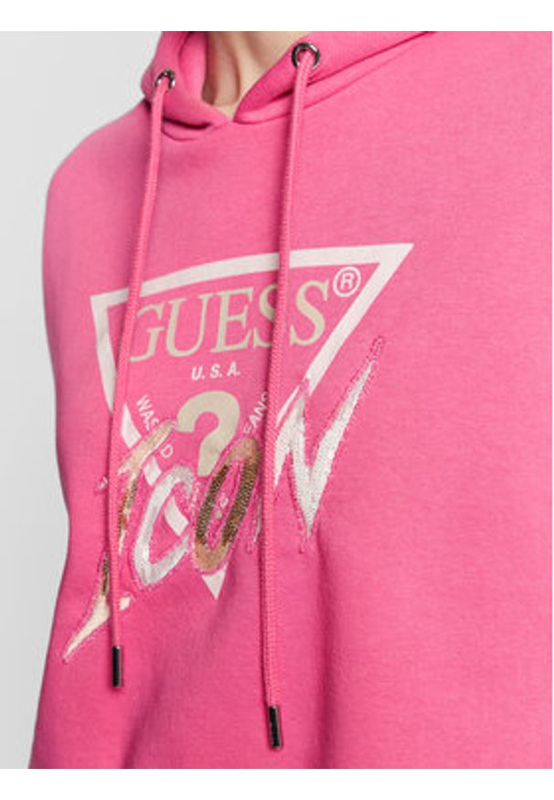 Guess Bluza Icon W3RQ03 KB683 Różowy Relaxed Fit. Kolor: różowy. Materiał: bawełna