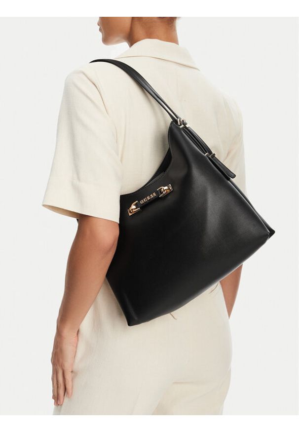 Guess Torebka Lefia HWBG96 44020 Czarny. Kolor: czarny. Materiał: skórzane