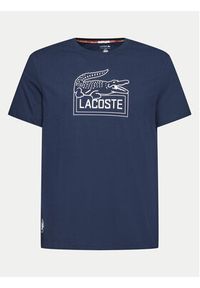 Lacoste T-Shirt TH9068 Granatowy Regular Fit. Kolor: niebieski. Materiał: bawełna